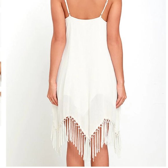 Amuse Society Lilah Ivory Fringe Shift Dress with Tassels Coastal Cowgirl Vibes - Picture 3 of 10